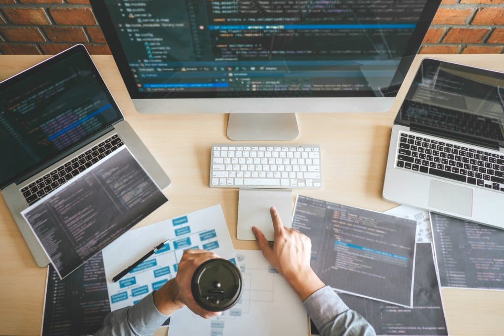 Professional Developer programmer working a software website design and coding technology