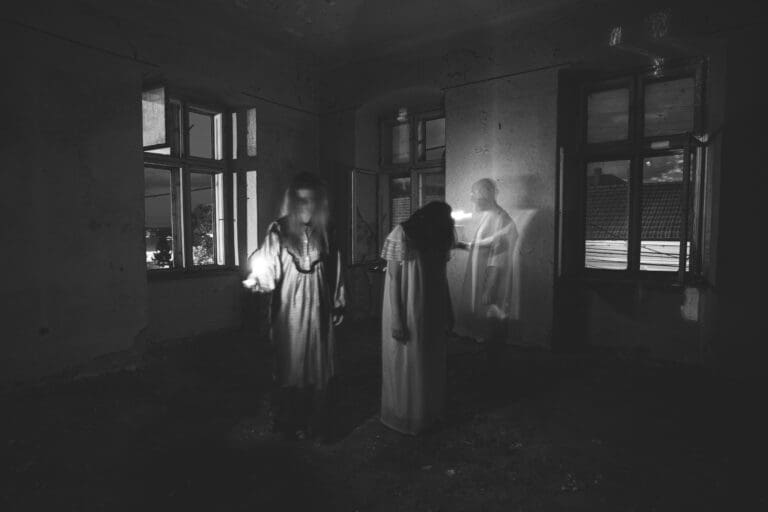 Scary ghosts in haunted house